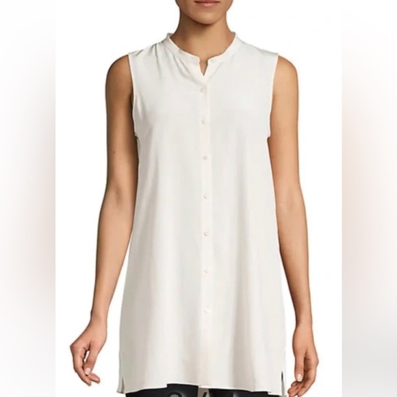 Eileen Fisher Tops - NWT Eileen Fisher System Silk Georgette Crepe Button Front Tunic Tank in Large